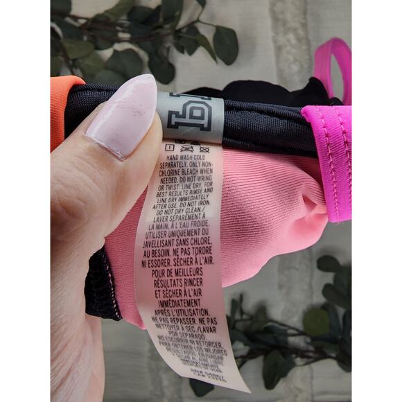 Pink Ruffle Open Back Bathing Suit Top in Black, Pink,Orange - Picture 5 of 7